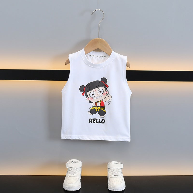 Boys Summer Suit Kidsren'S Summer Short-Sleeved Shorts Two-Piece Set Handsome Boy Nezha Clothes Trendy - Image 5