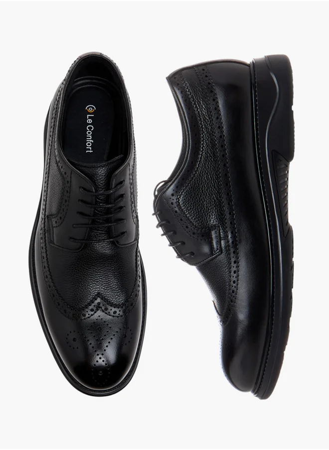 لو كونفورت Textured Lace-Up Derby Shoes