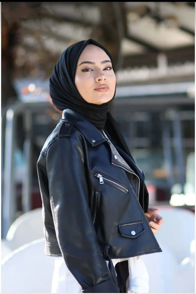 Nil Butik Black Hijab Combed Cotton Shawl