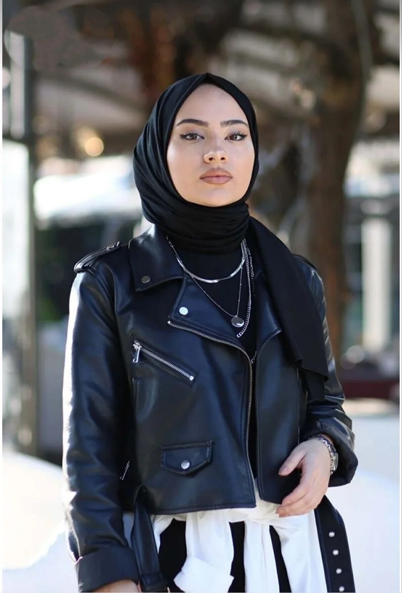Nil Butik Black Hijab Combed Cotton Shawl