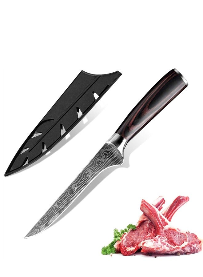 أوساويك سكين الطهي 6 إنش وسكاكين الفيليه فولاذ عالي الكربون ومعامل باكاوود للحوم والأسماك والدواجن وطباخ الدجاج سكين المطبخ (6 بوصة سكين الرش) - Image 1