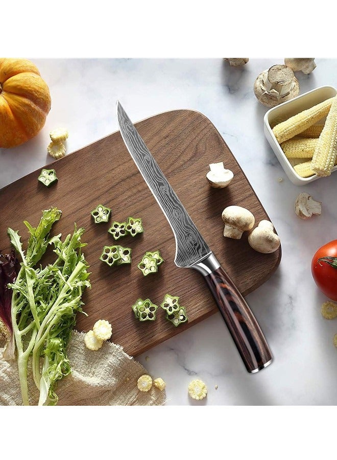 أوساويك سكين الطهي 6 إنش وسكاكين الفيليه فولاذ عالي الكربون ومعامل باكاوود للحوم والأسماك والدواجن وطباخ الدجاج سكين المطبخ (6 بوصة سكين الرش) - Image 4