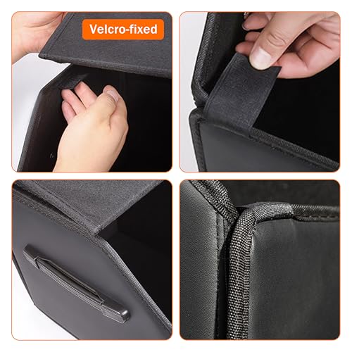 POKSRI Trunk Organizer,car organizers and storage,black Leather Storage Box with lid,Fiberboard,Collapsible,15''L x 13''W x 12.4''H,2K inches³(size A) - Image 5