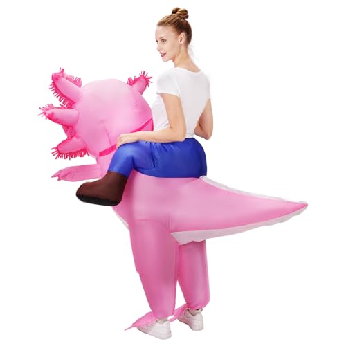 Stegosaurus Axolotl Costume Inflatable Costume for Adult Halloween Costumes Air Blow up Costumes Funny Ride on Axolotl Costume for Cosplay Party - Image 2