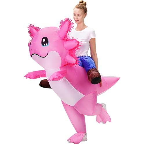 Stegosaurus Axolotl Costume Inflatable Costume for Adult Halloween Costumes Air Blow up Costumes Funny Ride on Axolotl Costume for Cosplay Party - Image 1
