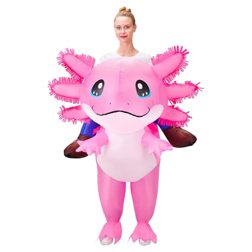 Stegosaurus Axolotl Costume Inflatable Costume for Adult Halloween Costumes Air Blow up Costumes Funny Ride on Axolotl Costume for Cosplay Party - Image 3