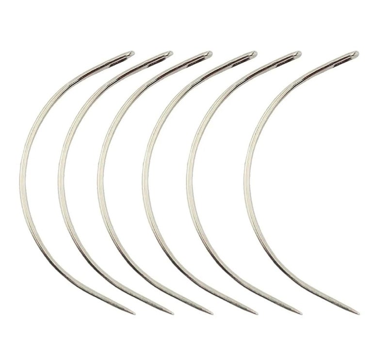 Tia Crafts Curved Sewing Needle Set – Big Eye Needle for Thick Thread, Beading, Embroidery, Ari Work, Punch Needle, Garland Making & Book Binding | Heavy Duty Hand Stitching Needles Pack of 6 - Image 1