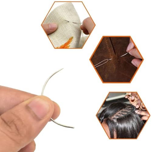 Tia Crafts Curved Sewing Needle Set – Big Eye Needle for Thick Thread, Beading, Embroidery, Ari Work, Punch Needle, Garland Making & Book Binding | Heavy Duty Hand Stitching Needles Pack of 6 - Image 2