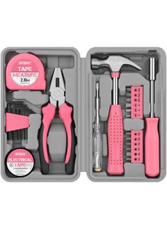 Hi-Spec Hi-Spec 24pc Pink Household DIY Tool Kit for Women. Small Mini Tool Box Set of Starter Basic Ladies Tools For Home & Office  - Image 1