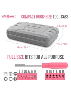 Hi-Spec Hi-Spec 24pc Pink Household DIY Tool Kit for Women. Small Mini Tool Box Set of Starter Basic Ladies Tools For Home & Office  - Image 3