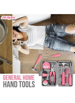 Hi-Spec Hi-Spec 24pc Pink Household DIY Tool Kit for Women. Small Mini Tool Box Set of Starter Basic Ladies Tools For Home & Office  - Image 5