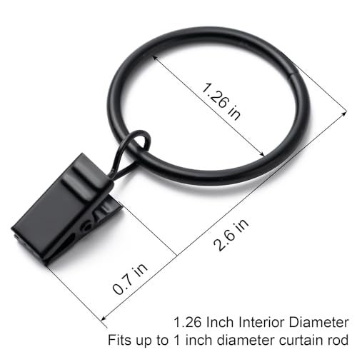 BOOMIBOO 36 Pack Curtain Rings with Clips, Drapery Clips with Rings, Hangers Drapes Rings, Drapery Rings 1.26 inch, Fits up to 1 inch Diameter Curtain Rod, for Hanging Drapes Bows Hat and So On - Image 2