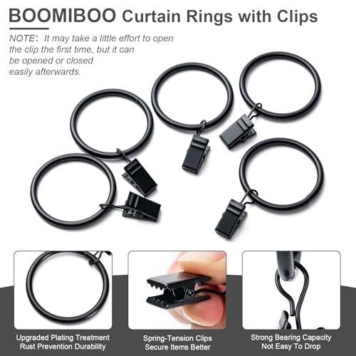 BOOMIBOO 36 Pack Curtain Rings with Clips, Drapery Clips with Rings, Hangers Drapes Rings, Drapery Rings 1.26 inch, Fits up to 1 inch Diameter Curtain Rod, for Hanging Drapes Bows Hat and So On - Image 4