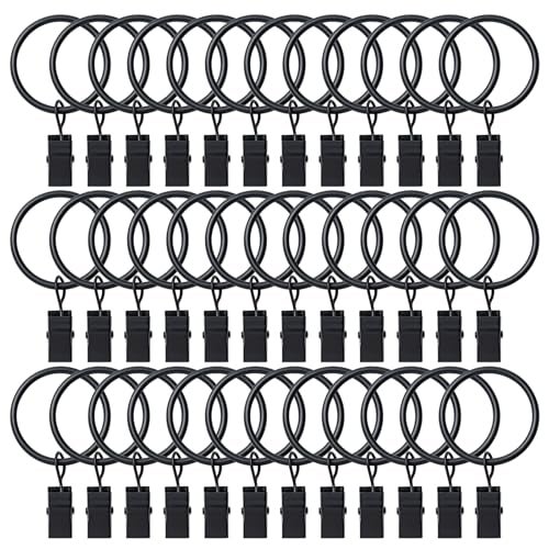 BOOMIBOO 36 Pack Curtain Rings with Clips, Drapery Clips with Rings, Hangers Drapes Rings, Drapery Rings 1.26 inch, Fits up to 1 inch Diameter Curtain Rod, for Hanging Drapes Bows Hat and So On - Image 1