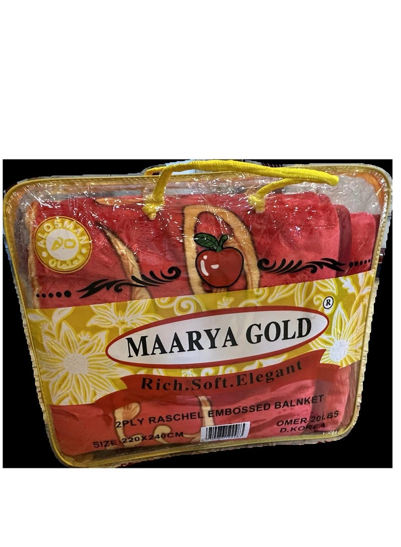MAARYA GOLD 2 PLY SUPER SOFT EMBOSSED BLANKET - Image 1