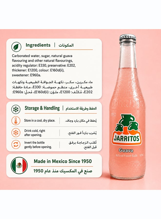 Jarritos Guava Flavour Mexican Carbonated Soft Drink Soda in Glass Bottles, Tropical Fruity Fizzy Refreshing Beverage, 370 ml Each, Made in Mexico Since 1950, Case Pack of 24 - Image 4