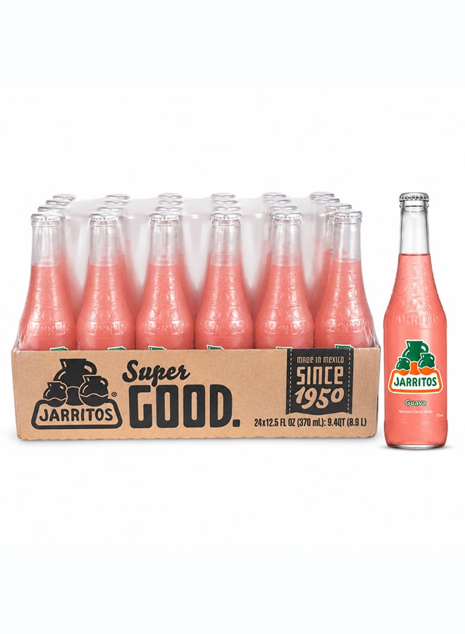 Jarritos Guava Flavour Mexican Carbonated Soft Drink Soda in Glass Bottles, Tropical Fruity Fizzy Refreshing Beverage, 370 ml Each, Made in Mexico Since 1950, Case Pack of 24 - Image 1