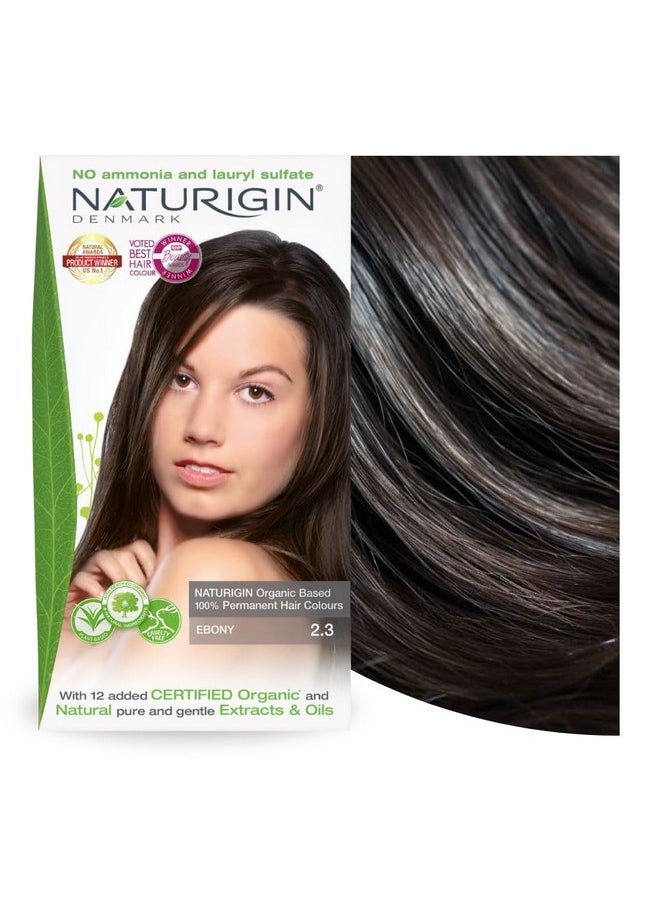 NATURIGIN - Permanent Hair Dye, 2.3 Ebony Black, Ammonia And Paraben Free, Up To 100% Gray Hair Coverage, Long Lasting, Vegan, Cruelty Free - Image 1