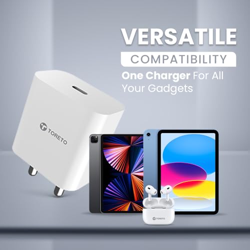Toreto 20W iPhone Charging Adapter PD Charger with Fast Charging Cable for iPhone 14/13/12/11/X (Pro,Max Series (Velo air, White) - Image 4