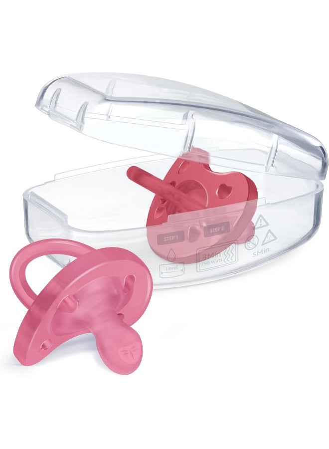 شيكو PhysioForma 100% Soft Silicone One Piece Pacifier for Babies 16-24 Months | BPA  Latex Free | Reusable Case | Dark Pink, 2pk - Image 4
