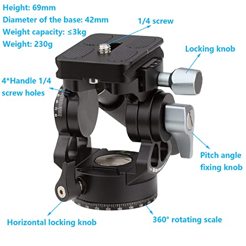 LEFTFOTO Video Tripod Fluid Head with Arca Plate,Lightweight Panorama Base Head for DJI RS2/3 Gimbals Compact Video Cameras and DSLR - Image 4