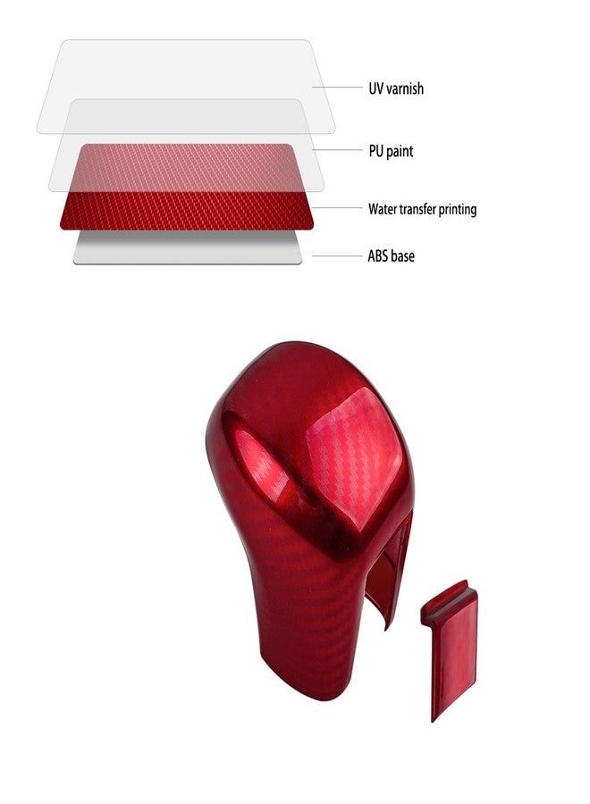 ثينيس غطاء مقبض ناقل الحركة من ألياف الكربون الحمراء ABS لسيارة هوندا سيفيك الجيل العاشر، مناسب لسيارات السيدان والهاتشباك والكوبيه موديلات 2016-2021. - Image 2