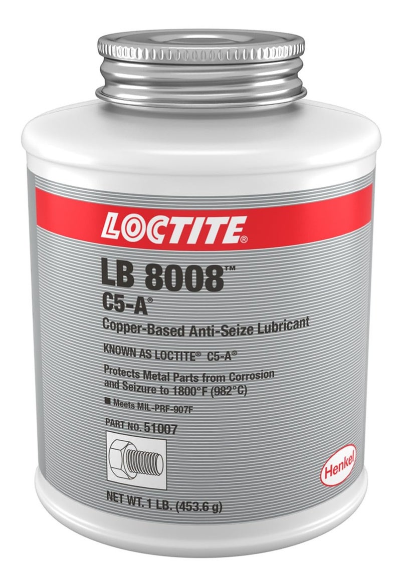 Loctite 51007 Copper LB 8008 C5-A Anti-Seize Lubricant, -20 Degree F Lower Temperature Rating to 1800 Degree F Upper Temperature Rating, 1 lb. Brush Top Can - Image 5
