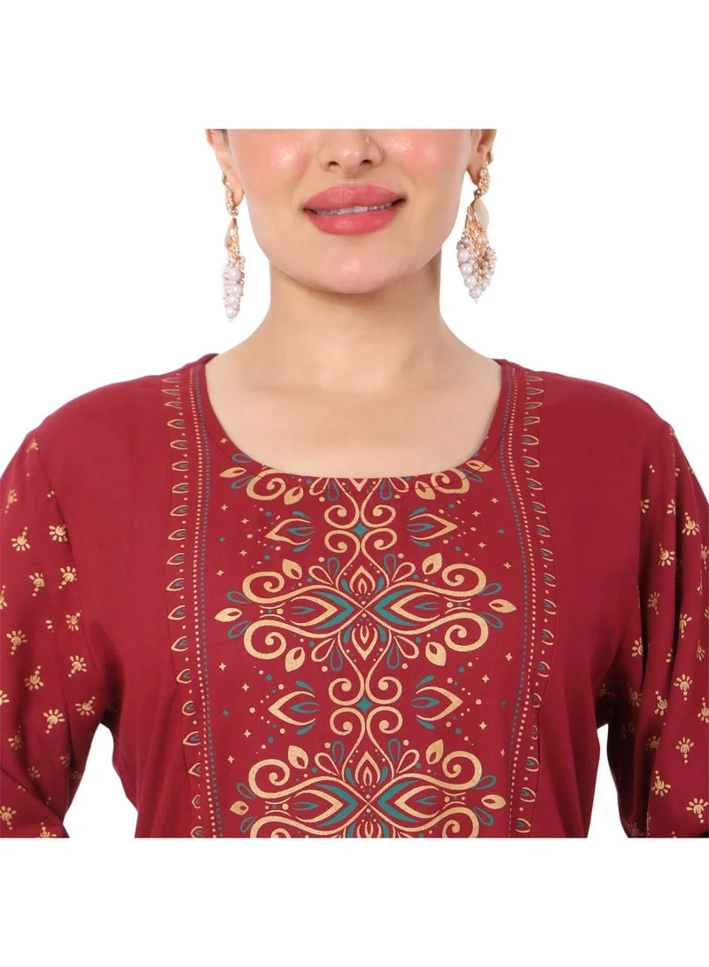 HANA & SARA SHORT PRINTED CASUAL STYLE RED COLOUR ARABIC KAFTAN JALABIYA DRESSES