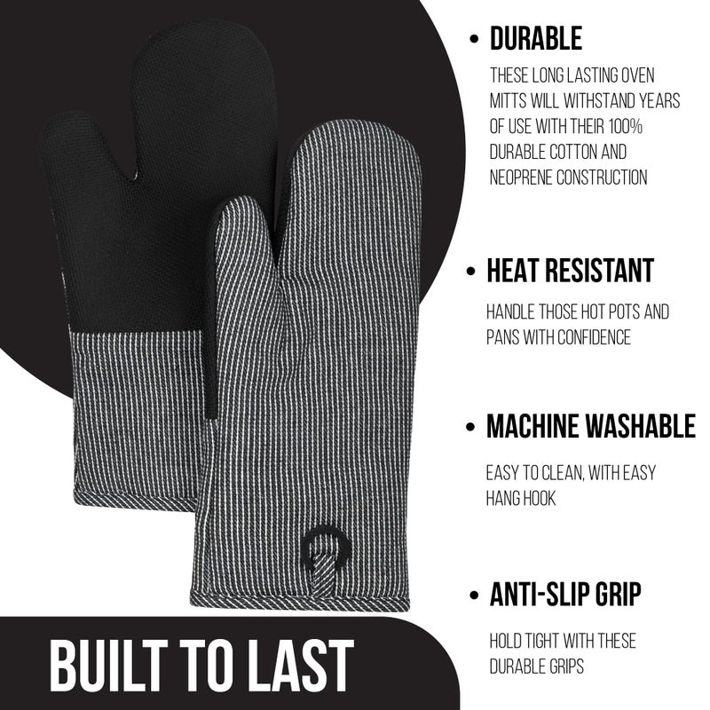 Frigidaire Layla Cotton and Neoprene Oven Mitts, Heat Resistant, Anti-Slip, Machine Washable,13â€x7â€,Grey,Set of 2 - Image 4
