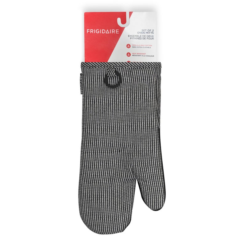 Frigidaire Layla Cotton and Neoprene Oven Mitts, Heat Resistant, Anti-Slip, Machine Washable,13â€x7â€,Grey,Set of 2 - Image 2