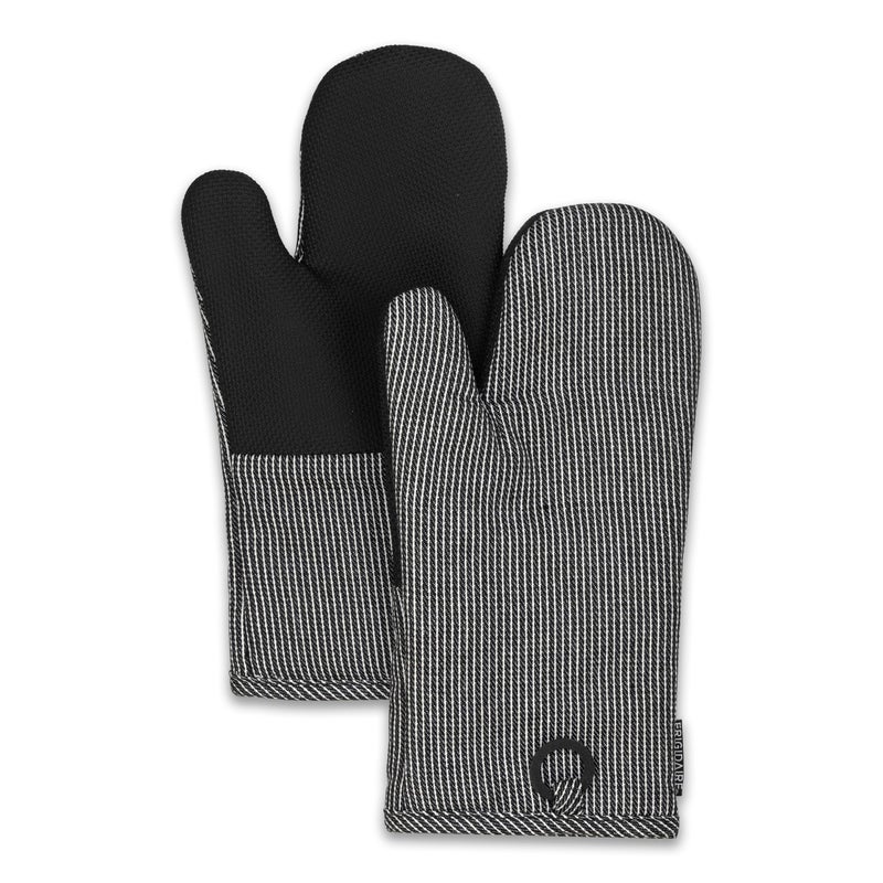 Frigidaire Layla Cotton and Neoprene Oven Mitts, Heat Resistant, Anti-Slip, Machine Washable,13â€x7â€,Grey,Set of 2 - Image 1
