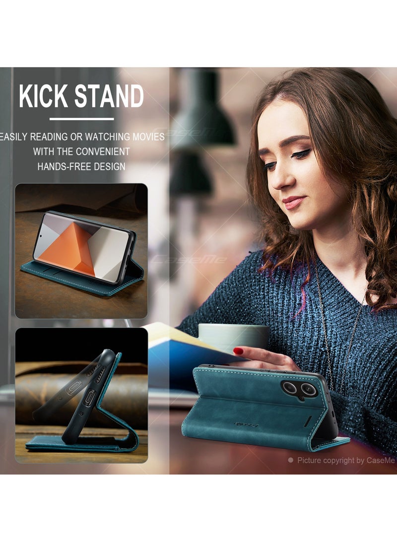 CaseMe RedMi Note 13 pro plus 5G Wallet Case Book Folding Flip Folio Case with Magnetic Kickstand Card Slots Protective Cover - Green - Image 3