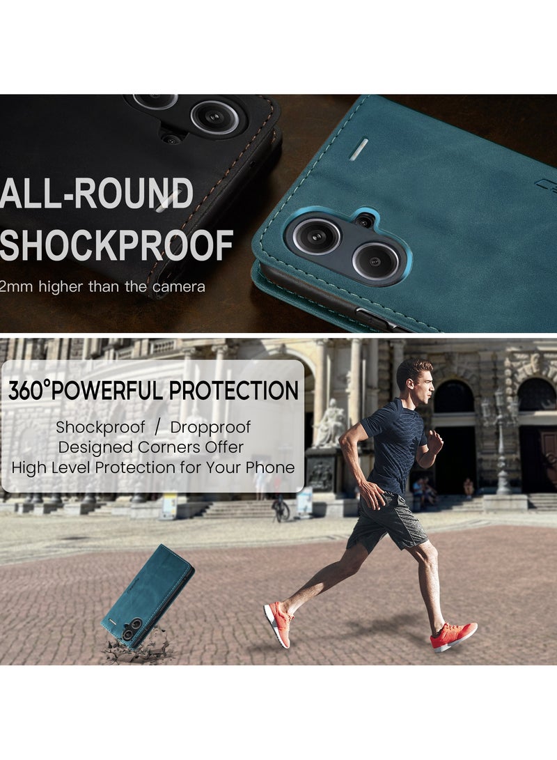 CaseMe RedMi Note 13 pro plus 5G Wallet Case Book Folding Flip Folio Case with Magnetic Kickstand Card Slots Protective Cover - Green - Image 4