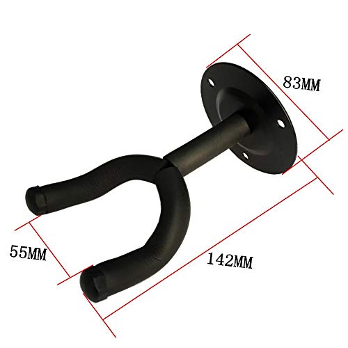 Mozart Black Metal Round Wall Hanger Stands | Guitar Wall Mount 2 Pack | Secure Wall Hook Holder for Acoustic, Electric & Bass Guitars - Image 4