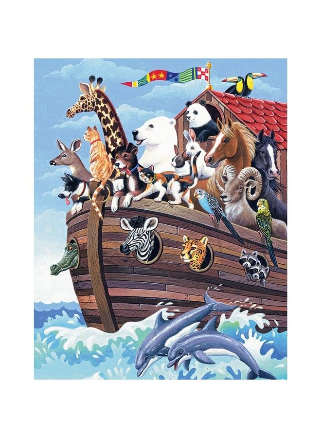 Bits and Pieces 200 Piece Large Piece Family Jigsaw Puzzle For Adults & Kids 15" X 19" Noah'S Ark 200 Pc Biblical Animal Boat Zoo Jigsaw By Barbara Gibson - Image 2