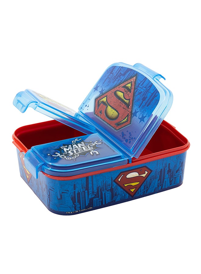 STOR SuperMan Symbol Triple Compartment Lunch Box Sandwich Box for kids extra durable with easy lock mechanism - Image 3