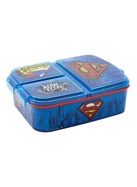 SuperMan Symbol Triple Compartment Lunch Box Sandwich Box for kids extra durable with easy lock mechanism