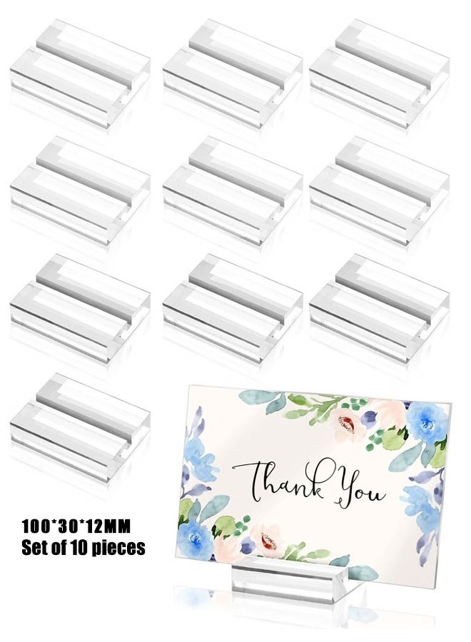 Fanski 10-Piece Acrylic Stand Transparent Position Card Holder, 100*30*12mm Acrylic Sign Holder,Table Number Holder Card Display Stand, Suitable For Postcard Photo Wedding Party Event Office Business Meeting - Image 1