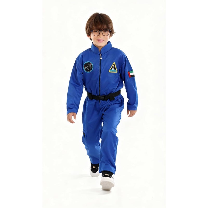 UAE Astronaut Space Explorer Uniform Clothing Set Blue One-Piece Jumpsuit, polyester blend, vibrant blue, lightweight and stretchy for active play - Image 3
