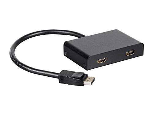 Monoprice 2Port DisplayPort 12 to HDMI MultiStream Transport MST Hub 4K30Hz for 2 Displays 216 Gbps Bandwidth 118 Inch Cable Black - Image 3