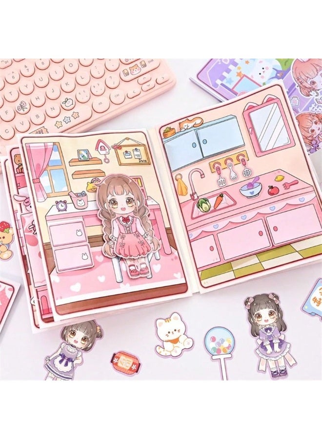 Handmade DIY Busy Sticker Book – Interactive Quiet Book for Kids – Engaging Food  Home Scene Scrapbook – No Cutting Needed – Fun  Educational Activity for Creativity, Focus  Hand-Eye Coordination – Perfect Gift for Girls - Image 1