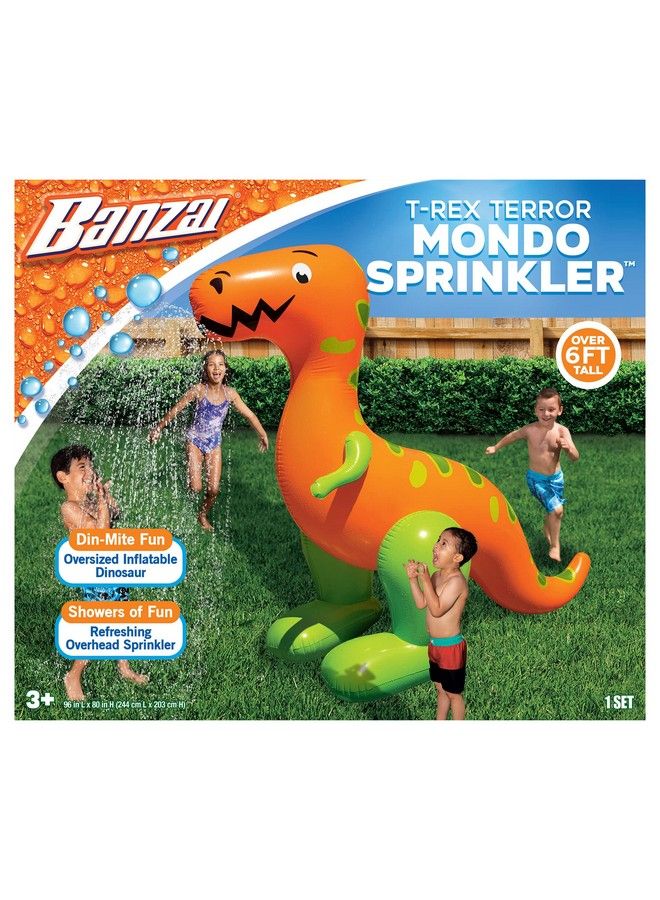 Banzai رشاش تيركس الرعب موندوا الطول: 96 إنش العرض: 80 إنش لعبة مائية قابلة للنفخ في الهواء الطلق للحديقة الخلفية - Image 3