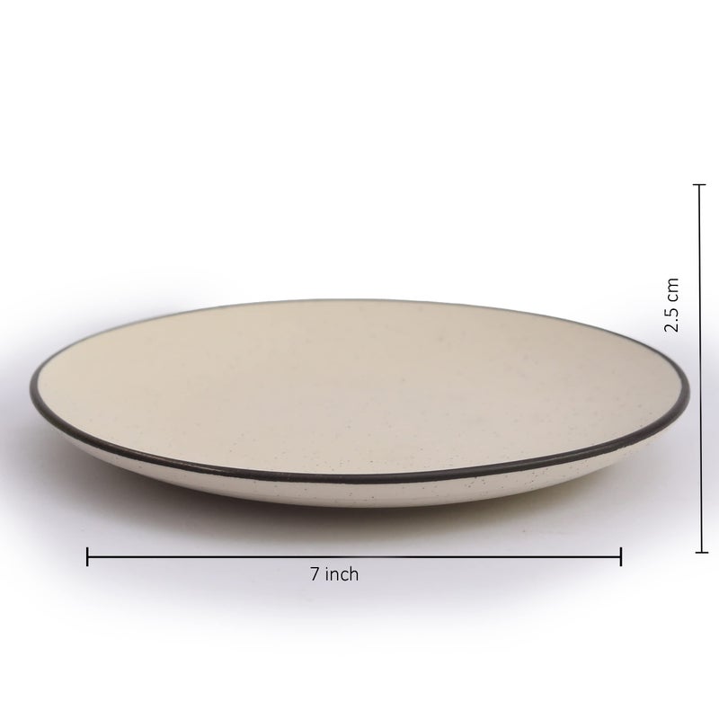 Lupaava Ceramic White Matte Quarter Plates (1 Piece) (D- 7 in, H-1.5 in) - Image 2