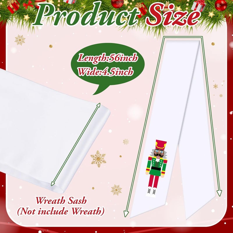CraftyDream Wreath Sash for Front Door Wreath Satin Sash Blank Sashes Embroidery Monogram Yard Doorway Indoor Outdoor Wall Ribbon Bow Home Decor(White,African American Nutcracker) - Image 2