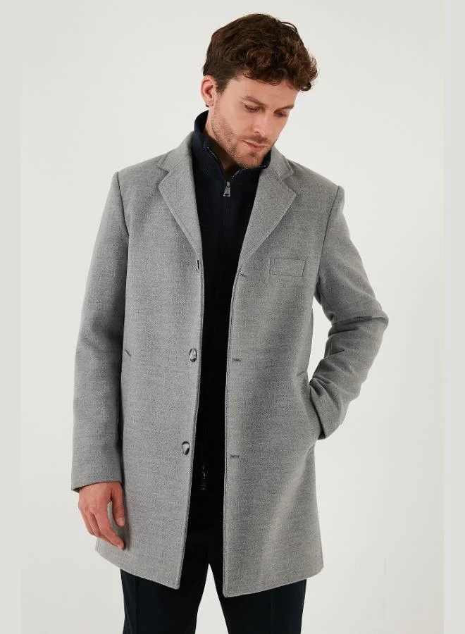 Buratti  Buratti Slim Fit Single Slit Buttoned Mono Collar Cashmere Coat Men's COAT 5840098 for Men | Best Price UAE