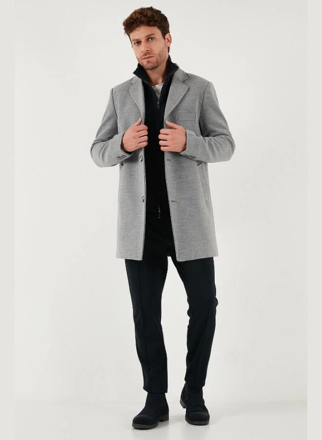 بوراتي معطف كشمير رجالي بياقة أحادية وأزرار وفتحة جانبية بقصة ضيقة من بوراتي