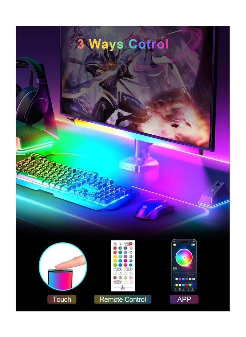 SYOSI - Monitor Down Light Bar, RGB Screen Desk Light PC, RGB Light Bar, Dimmable LED Dynamic Rainbow Effect, Adjustable Brightness, Speed and Music, Remote Control Color Change, for Game Room Monitor Desk - Image 1