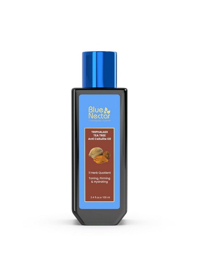 Blue Nectar Anti Cellulite Body Massage Oil With Triphala & Tea Tree Essential Oil | Plant Based Body Oil For Women & Men For Skin Hydration (11 Herbs,100Ml)  - Image 1