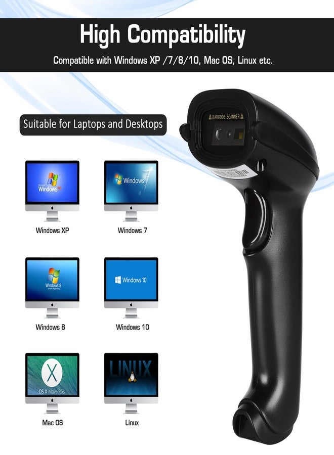 WoneNice Wireless Barcode Scanner, 2D QR Handheld Scanner for iOS Mac Windows, Plug and Play USB Cordless 1D Barcode Reader for Retail Store Warehouse Inventory - Image 2