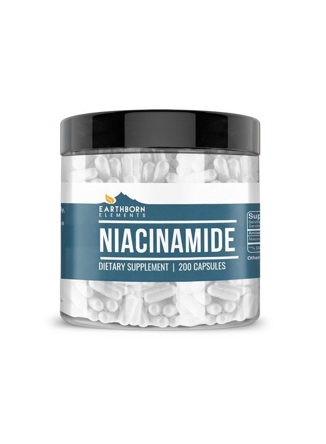 earthborn elements نياسيناميد (فيتامين ب3)، كبسولات، بدون مواد مالئة من المغنيسيوم، بدون احمرار - Image 1